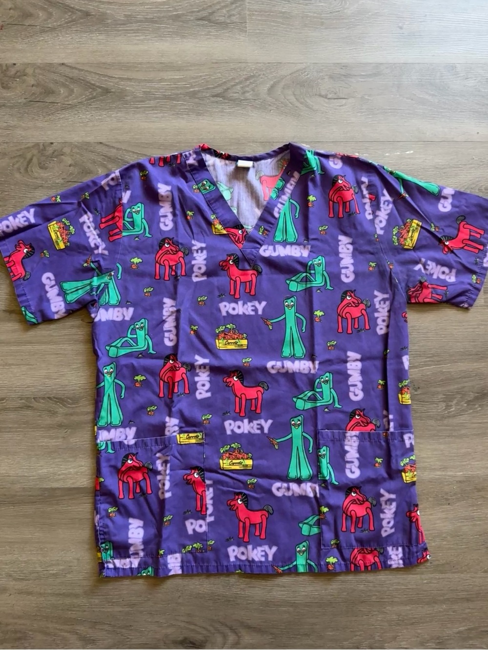 Vintage Gumby & Pokey Scrub Top